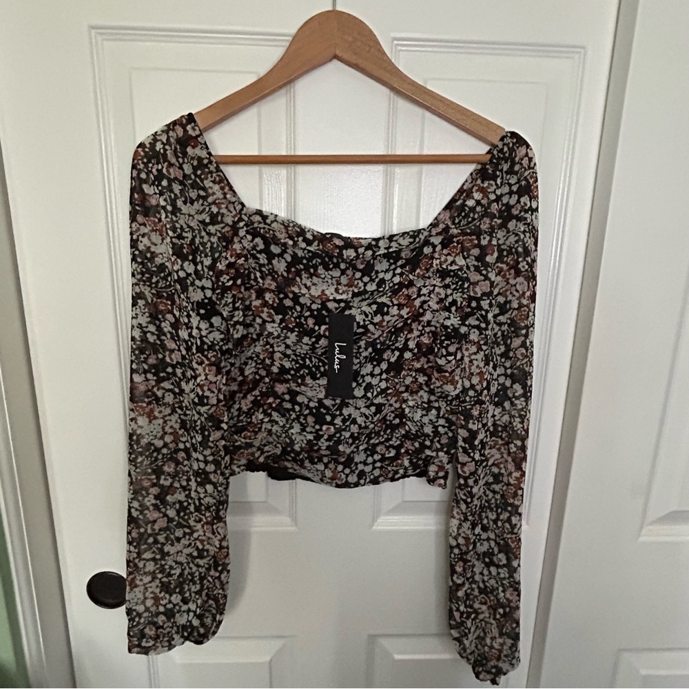 Lulus Floral Long Sleeve Blouse Size S